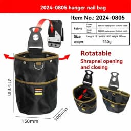 NAKIOO Nail Screw Storage Bag with Buckle Quick Hanging Can Tighten Tool Bag for Carpenter Electrician Cylinder