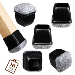 16PCS Black Silicone Chair Leg Floor Protectors with Wrapped Felt Bar Stool Chair Leg Caps Furniture Leg Feet Protection Cover