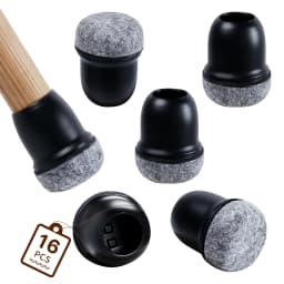 16PCS Black Silicone Chair Leg Floor Protectors with Wrapped Felt Bar Stool Chair Leg Caps Furniture Leg Feet Protection Cover