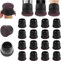16PCS Black Silicone Chair Leg Floor Protectors with Wrapped Felt Bar Stool Chair Leg Caps Furniture Leg Feet Protection Cover