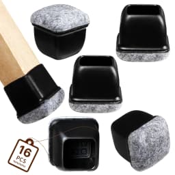 16PCS Black Silicone Chair Leg Floor Protectors with Wrapped Felt Bar Stool Chair Leg Caps Furniture Leg Feet Protection Cover