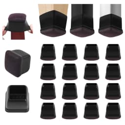 16PCS Black Silicone Chair Leg Floor Protectors with Wrapped Felt Bar Stool Chair Leg Caps Furniture Leg Feet Protection Cover