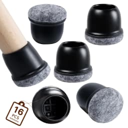 16PCS Black Silicone Chair Leg Floor Protectors with Wrapped Felt Bar Stool Chair Leg Caps Furniture Leg Feet Protection Cover
