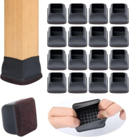 16PCS Black Silicone Chair Leg Floor Protectors with Wrapped Felt Bar Stool Chair Leg Caps Furniture Leg Feet Protection Cover