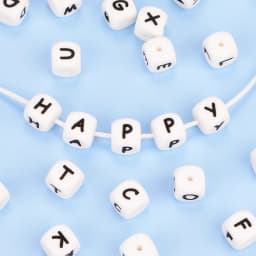 LOFCA 40PCS/Lot Alphabet 12mm Food Grade Letter Silicone Beads Baby Bead Pacifier Chain BPA Free for Name Make DIY Necklace