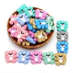 BOBO.BOX 10pcs Silicone Beads Animal Koala Raccoon Food Grade Baby Silicone Teething Toy BPA-Free DIY Pacifier Chain Accessories