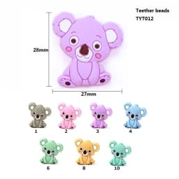 BOBO.BOX 10pcs Silicone Beads Animal Koala Raccoon Food Grade Baby Silicone Teething Toy BPA-Free DIY Pacifier Chain Accessories