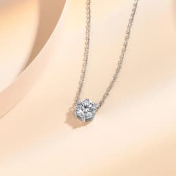 ATTAGEMS 925 Silver Necklace Pendant Round Cut 1.0ct D Color White Moissanite Pass Diamond Test for Women Elegant Necklace