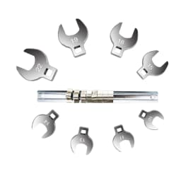 8Pcs 3/8 Inch Drive Crowfoot Wrench Set 10 to 22mm Metric/SAE Imperial Chrome Plated Crow Foot Open End Spanner Brake Wrenches