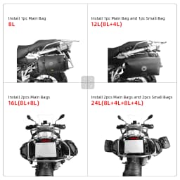 Rhinowalk Motorcycle Side Bag 100% Waterproof 8L/12L/16L/24L Big Capacity Motor Luggage Saddle Bag Outdoor Pannier Trunk Bag