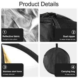 43 Inch/110cm Photography Light Reflector Collapsible Reflectors Kit With Clamp Metal Support For Photo Studio Lighting Shooting