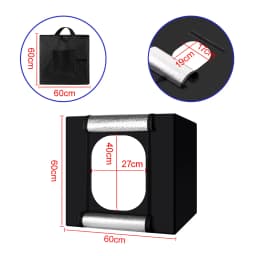 Yizhestudio 60cm Photo Studio Box Led Lightroom Dimmable Folding Softbox Light Tent with 4 Colors Backdrops for Fotografico