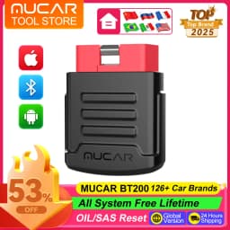 MUCAR BT200 OBD2 Scanner for Car Full System Diagnost Free Lifetime Update OIL/SAS Obd2 Bluetooth Code Reader Diagnostic Tools