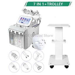 Hydrogen Oxygen Facial Machine With Beauty Salon Trolley Cart RF Lifting Tightening Blackhead Removal Facial Spa Rejuvenation