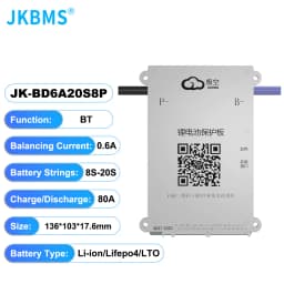 JKBMS SMART BMS 24V 36V 48V 60V 80A BMS 600MA Balance Li-Ion LTO 18650 Battery Lifepo4 Battery 8S 9S 10S 11S 12S 13S 14S 16S 17S