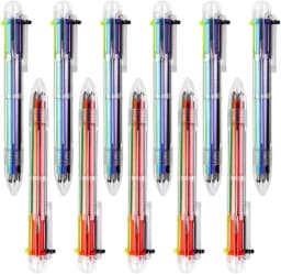 50 Pack Multicolor Ballpoint Fun Pens 0.5mm 6-in-1 Rainbow Retractable Pens Kids Office School Classroom Supplies Students Gift