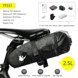 Rhinowalk Bicycle Saddle Bag 5L-13L Waterproof Large Capacity Foldable Tail Back Rear Bag Reflective Cycling MTB Trunk Pannier