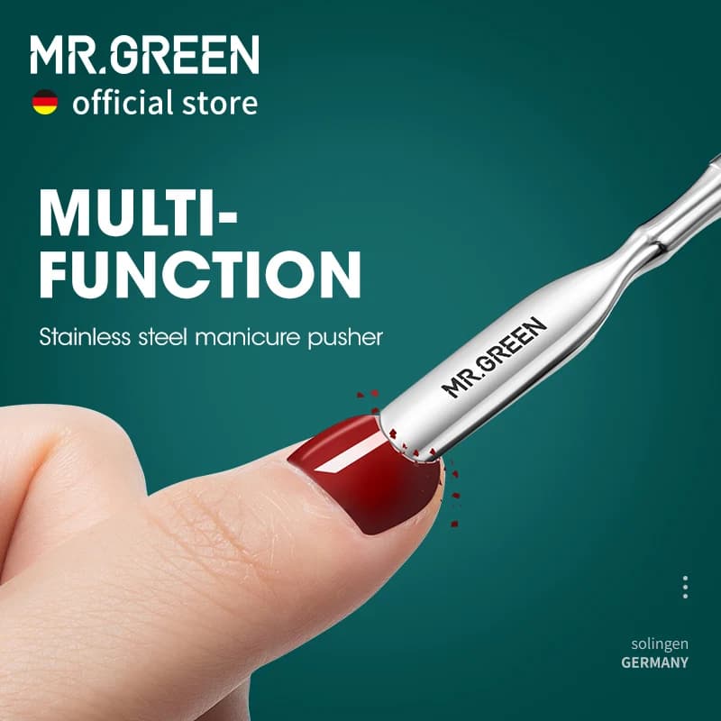MR.GREEN Cuticle Pusher Double Ended Nail Polish Remover Manicure Pusher Tool Nail Dirt Cleaner Stainless Steel Dead Skin Pusher