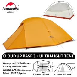 Naturehike Upgraded Cloud Up 3 Person Tent Outdoor Camping Tent Ultralight Waterproof Tent Free Standing Hiking Backpacking Tent