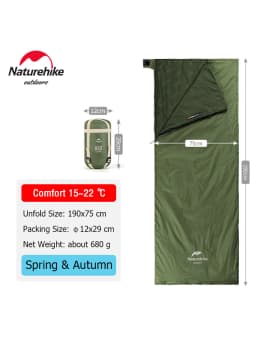 Naturehike Sleeping Bag LW180 Ultralight 3 Season Camping Hiking Sleeping Bags Outdoor Portable Waterproof Cotton Sleeping Bag