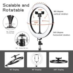 SH 10inch Ring Lamp Photography LED Ring Light Selfie Ring Lighting with Tripod Stand for Smartphone Youtube Makeup Video Studio