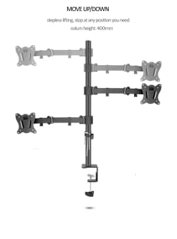 (80cm) DL-T902-280II Long Arm Tilt Swivel 10'-27' Double Monitor Desktop Stand Holder Clamp Grommet Hole Base PC Mount 12kg