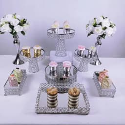 6Pcs-18Pcs/Lot Electroplate Metal Crystal Cake Stand Set Display Wedding Birthday Party Dessert Cupcake Plate Rack