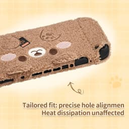 GeekShare Protective Case for Switch 1/ Switch OLED/Switch 2, Bear Plush NS Hard Shell Split Joy-con Cover For NS Accessories