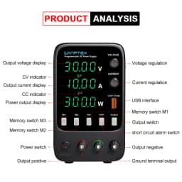 Wanptek Variable DC Regulated Power Supply 30V 10A Three Group Storage Function APS3010H OCP Alarm Output Preset Voltage Current