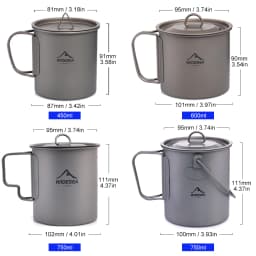 Widesea Camping Mug Titanium Cup Tourist Tableware Picnic Utensils Outdoor Kitchen Equipment Travel Cooking Set Cookware Hiking