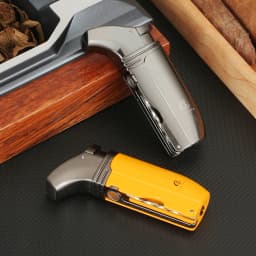 GALINER Travel Cigar Accessories Set Metal Butane Gas Lighter Cigar Cutter Tobacco Guillotine Home Ceramic Cigar Ashtrays