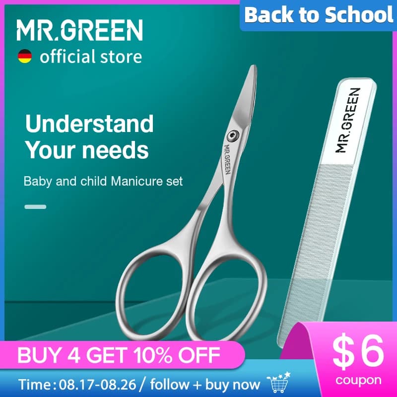 MR.GREEN Baby Safety Nail Scissors Nail Care Clippers Cutter Newborn Baby Convenient Daily Nail File Shell Shear Manicure Tool
