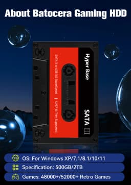 Batocera.Linux 35 2TB Gaming HDD Portable Game Hard Drive with 52000+ Games for PS3/PS2/Wii/WiiU/N64/MAME/SS, Compatible with PC