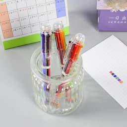 50 Pcs Creative Six-color Ballpoint Pen Cute Multi-color Ball Point Pen Press Color Oil Pen 6 Refills Writing School Supplies
