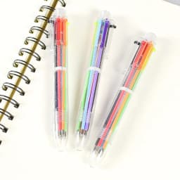 50 Pcs Creative Six-color Ballpoint Pen Cute Multi-color Ball Point Pen Press Color Oil Pen 6 Refills Writing School Supplies