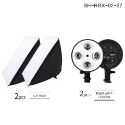 SH Photography Four Lamp Holder Softbox 50x70CM Photo Studio Lighting Kit Softbox Kits Soft Box Photographic Equipment E27 Base