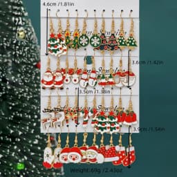 10/40pcs New Christmas Set Cross Border Cartoon Dripping Oil Elk Santa Claus Christmas Tree Earrings for Women