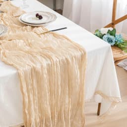 Wedding Table Runner Semi-Sheer Vintage Cheesecloth Gauze Table Decoration Setting Dining Party Christmas Banquets Arches Decor