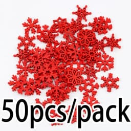(50 Pieces) Christmas Snowflakes, Multicolored Wooden Pieces, Mixed Shapes, Wooden Snowflakes, Christmas Decorations, Pendants,