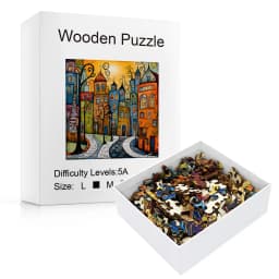 Unique Cartoon City Wooden Puzzle - Creative Irregular Shape Christmas, Birthday, and Holiday Perfect Gift Suitable for Friends