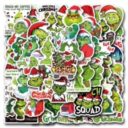 55Pcs Grinch Stickers Christmas Creative Graffiti Stickers DIY Luggage Phone Waterproof Stickers