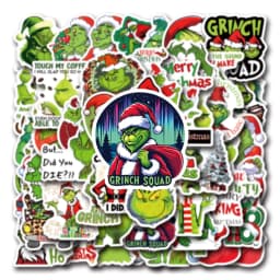 55Pcs Grinch Stickers Christmas Creative Graffiti Stickers DIY Luggage Phone Waterproof Stickers