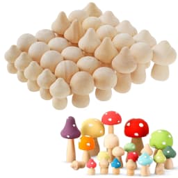 30pcs Unfinished Wooden Mushroom or 20pcs Mini Doll for Arts and Crafts DIY Projects Ornaments Kids Birthday Christmas Gifts