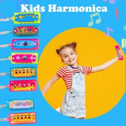 10/100Pcs Cartoon Mini Harmonica with Necklace Musical Toy for Kids Birthday Party Favors Pinata Fillers Boy Girl Christmas Gift