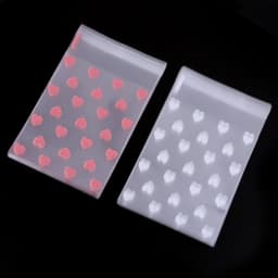 50Pcs/Lot Plastic Transparent Heart Candy Self Adhesive Bags Jewelry Storage For Party Pouch Christmas Gift Packaging Bags