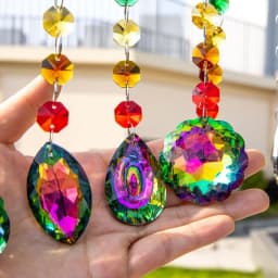 7pcs Colorful Crystal Sun Catcher Set - Handcrafted Prism Pendants with Hooks for Window, Garden, Christmas & Wedding Decor