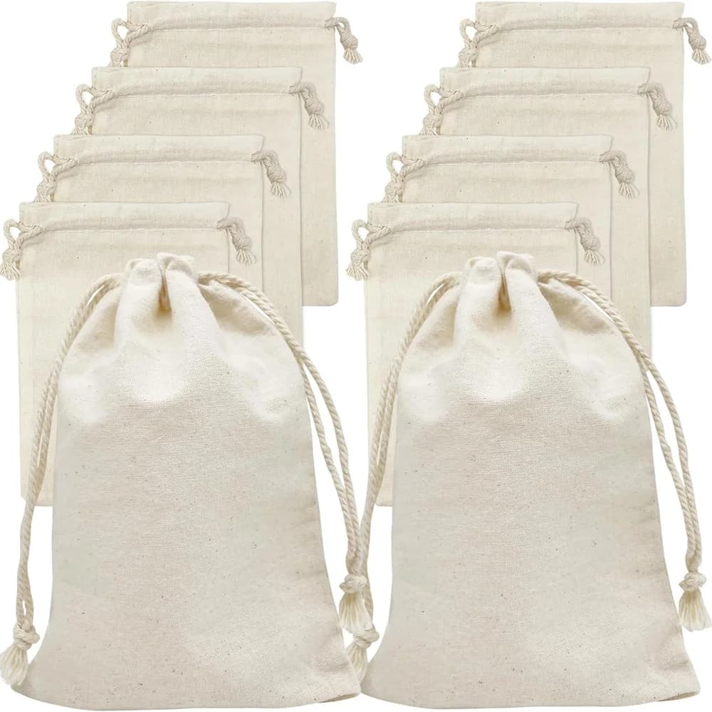 5/10/20 Pcs/Lot Reusable Natural Cotton Storage Bags Christmas Wedding Gifts Candles Drawstring Pouches Home Organizer Dustbag