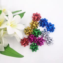 100pcs/2.5cm Mini Colorful 3D Star Flower Decorations DIY Self-adhesive Ribbon Bows Paper Gift Wrapping for Christmas Wedding