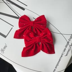 2Pcs Starry Dots Red Velvet Bow Hair Pins Hair Clips Kids Girls Fashion Christmas Barrettes Ponytail Holder Headwear Accessories