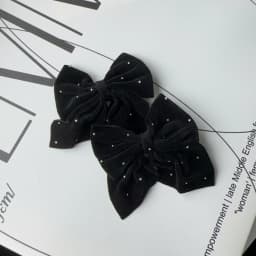 2Pcs Starry Dots Red Velvet Bow Hair Pins Hair Clips Kids Girls Fashion Christmas Barrettes Ponytail Holder Headwear Accessories
